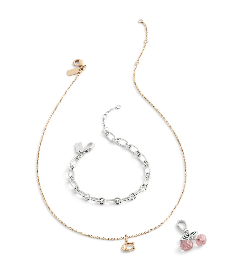 Coach Pink Collectible Signature Glittery Cherry Charms