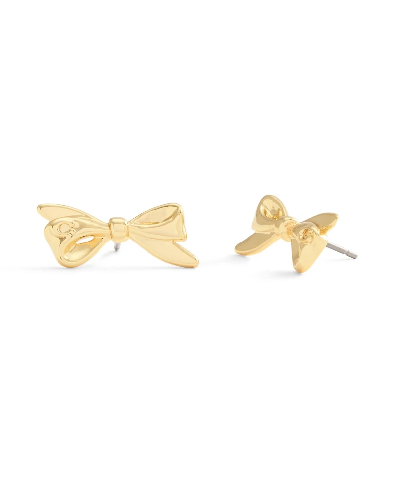 Coach Gold Signature Mini Bow Stud Earrings