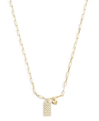 Coach Faux Stone Signature Quilted Hangtag Pendant Necklace
