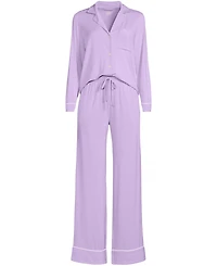 Lands' End Women's Cooling 2 Piece Pajama Set - Long Sleeve Top and Pants
