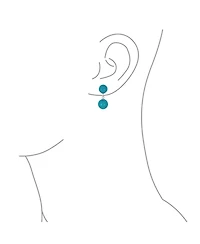 Bling Jewelry Classic Simple Dangle Double Round Natural Teal Blue Green Jade 2 Drop Ball Earrings .925 Sterling Silver 10MM