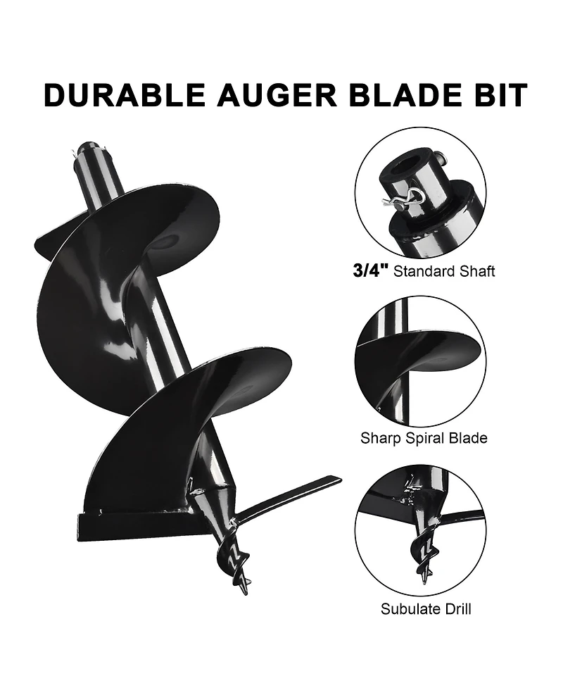 Yescom 12" Earth Auger Bit Bulb Planter Tool Planting Flower Fence Post Garden Spiral Hole Gardening Project