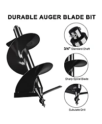 Yescom 12" Earth Auger Bit Bulb Planter Tool Planting Flower Fence Post Garden Spiral Hole Gardening Project