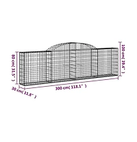 Arched Gabion Basket 118.1"x11.8"x31.5"/39.4" Galvanized Iron