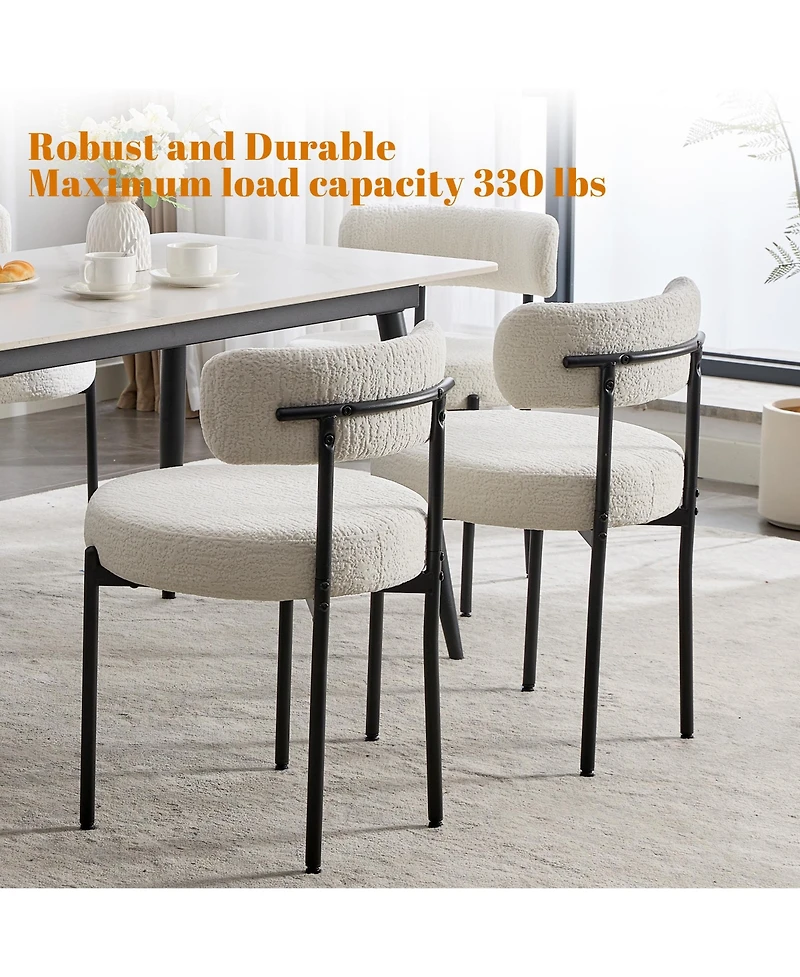 Dyhome Kitchen Chairs Mid-Century Modern Dining Chairs Set of 2, Kitchen Dining Room Chairs, Polyester Upholstered Wishbone Dining Chair