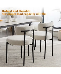 Dyhome Kitchen Chairs Mid-Century Modern Dining Chairs Set of 2, Kitchen Dining Room Chairs, Polyester Upholstered Wishbone Dining Chair