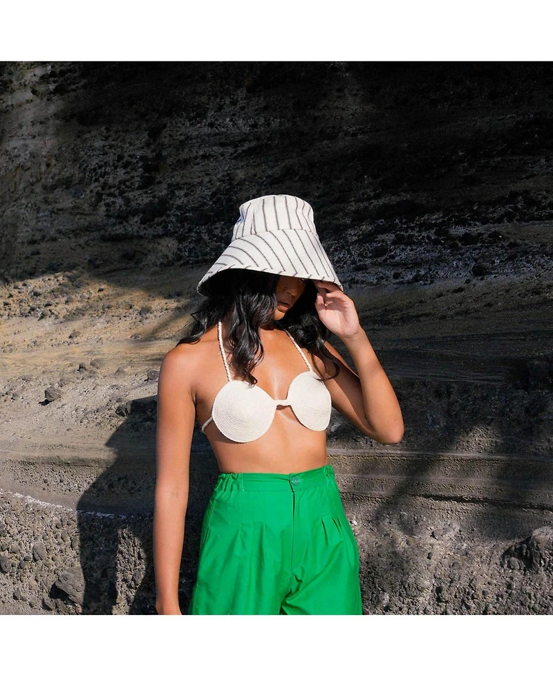 Brunna.co Harper Handwoven Striped Wide-brim Hat