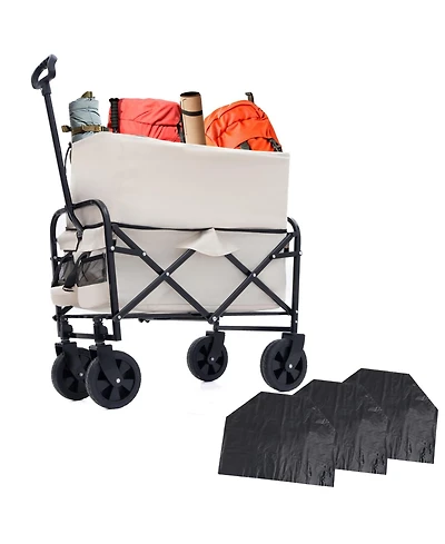 Streamdale Collapsible Wagon Cart with Liners & Cover for Versatility