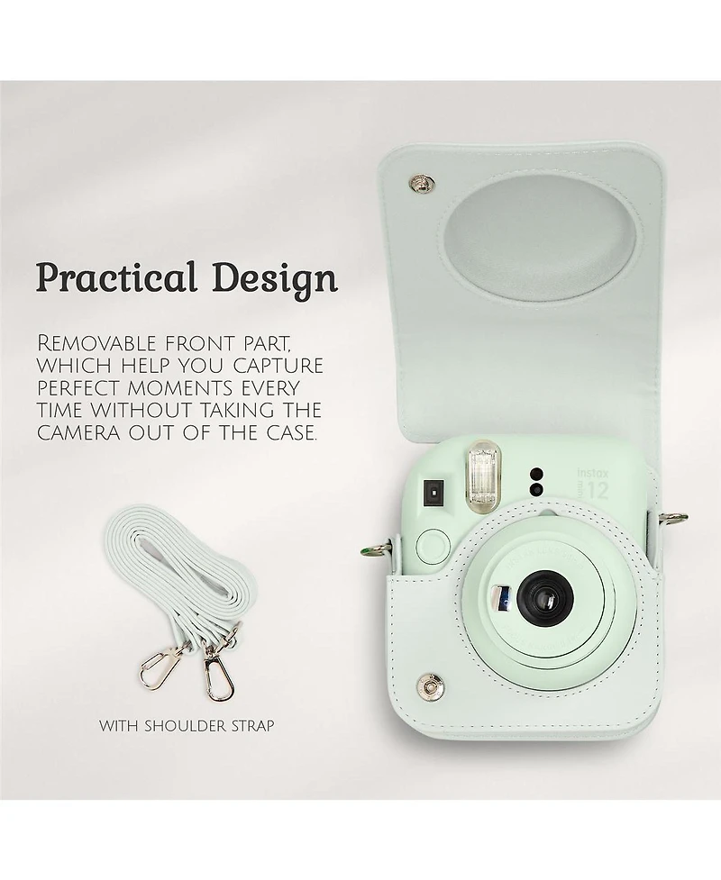 Fujifilm Fujifilm Instax Mini 12 Instant Film Camera, Mint Green Bundle with Instax Mini Custom Case, Accessory Kit and Daylight Film, 4x Twin Pack (8