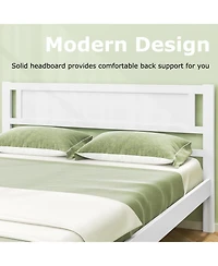 Queen Size Wood Bed Frame with Headboard and Wooden Slats Support-Queen
