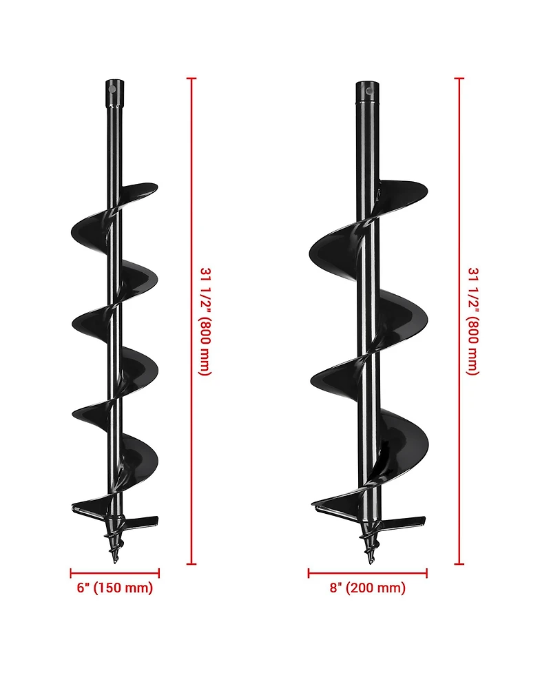 Yescom 6" 8" Earth Auger Bit Kit Bulb Planter Tool for Planting Flower Fence Post Spiral Hole Digger Gardening Project