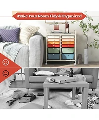 12 Drawers Rolling Cart Storage Scrapbook Paper Organizer Bins-Deep