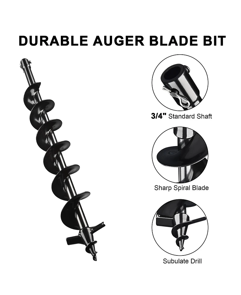 Yescom 4" Earth Auger Drill Bit Bulb Planter Tool for Planting Flower Fence Post Umbrella Hole Digger Gardening Project