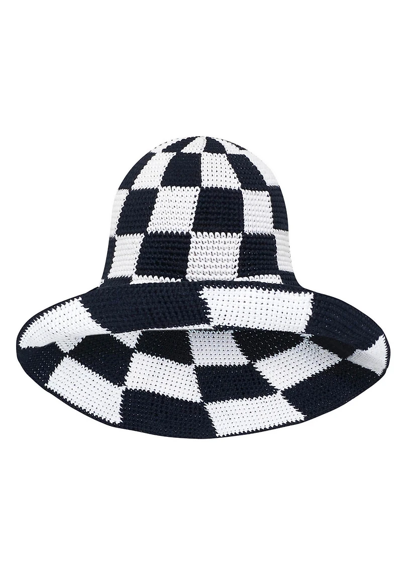Brunna.co Shilo Checkered Crochet Hat In Black & White