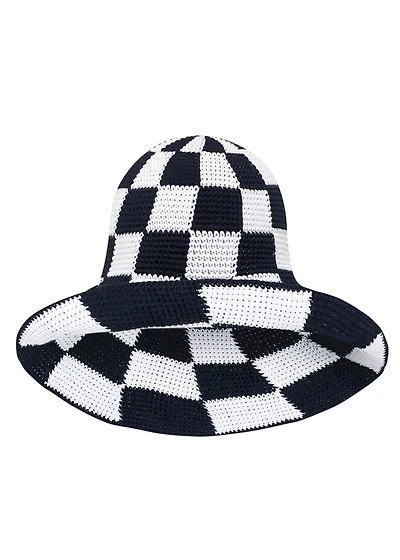 Brunna.co Shilo Checkered Crochet Hat In Black & White