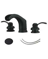 8 in. Waterfall 2-Handle Bathroom Widespread Sink Faucet With Pop-up Drain Assembly Spot Resist Polished Chrome
