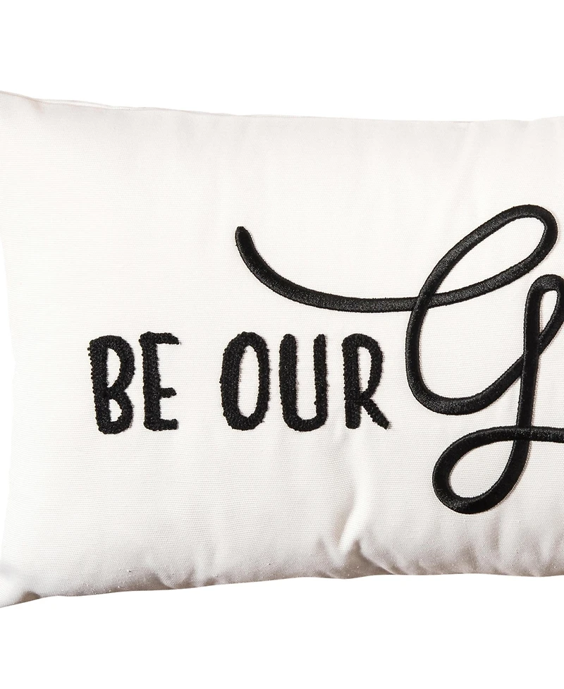 12" x 24" Decorative "Be Our Guest" Cursive Script Embroidered Accent Throw Pillow w/ Black Tassels