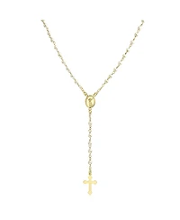 Bling Jewelry Dainty Religious Guardian Angel Rosary Necklace with White Simulated Pearls Gold Plated Brass