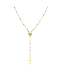 Bling Jewelry Dainty Religious Guardian Angel Rosary Necklace with White Simulated Pearls Gold Plated Brass