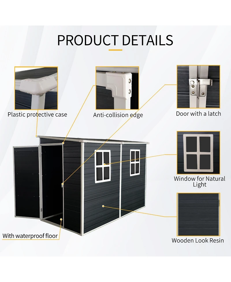 Streamdale 4x8ft Outdoor Storage Shed with Floor, Windows, Doors