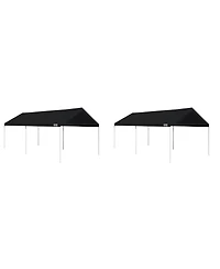 Caravan Canopy Domain 10 x 20 Ft Straight Leg Water Resistant Outdoor Sun Shade Instant Portable Shelter Canopy Tent Set w/ Roller Bag, Black (2 Pack)