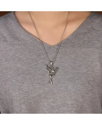 Bling Jewelry Whimsical Scissors Comb Pendant Necklace Crystal Accent Stainless Steel Chain