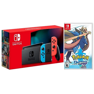 Nintendo Switch 32GB Neon with Pokemon Sword Bundle