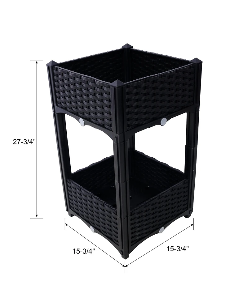 Streamdale Elevated Planter Box for Outdoor Gardening (15.7"x15.7"x27.7", Black)