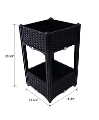 Streamdale Elevated Planter Box for Outdoor Gardening (15.7"x15.7"x27.7", Black)