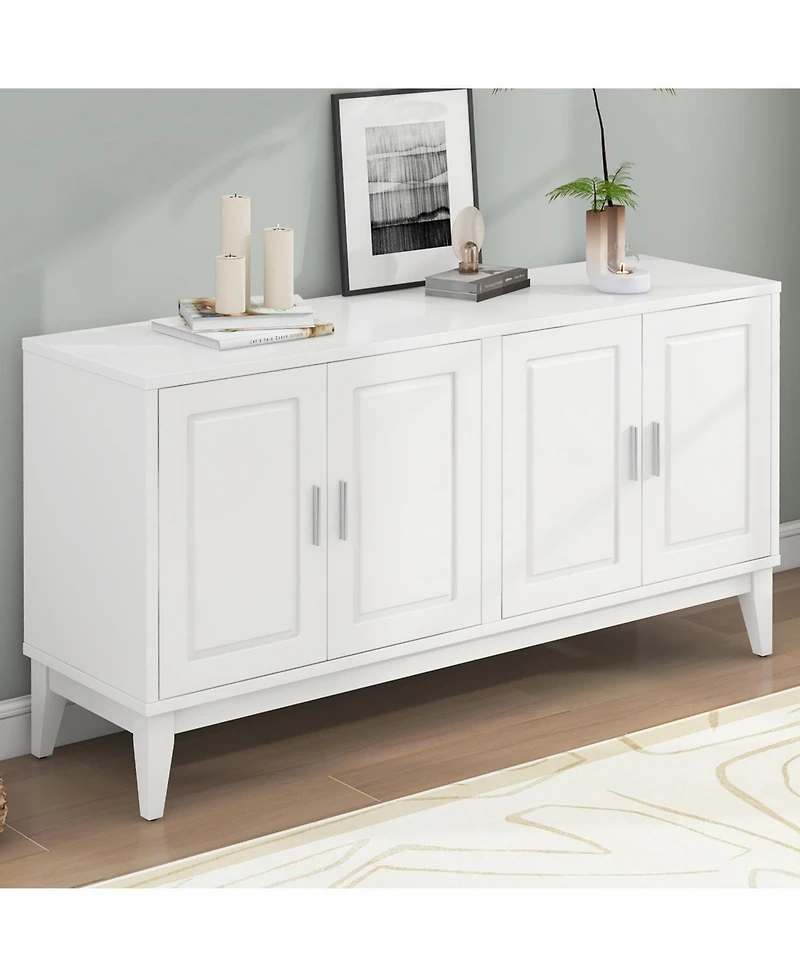 Streamdale White 4-Door Sideboard Cabinet with Adjustable Shelf