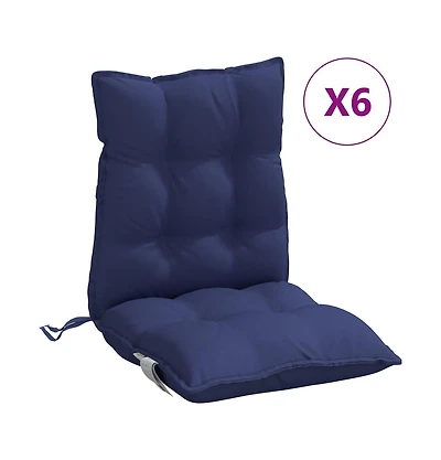 Lowback Chair Cushions 6 pcs Navy Blue Oxford Fabric