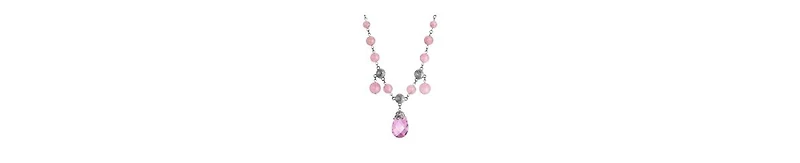 2028 Pink Beaded Briolette Pendant Necklace