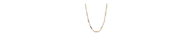 2028 14K Gold Dipped Gold Tube Bead Crystal Necklace