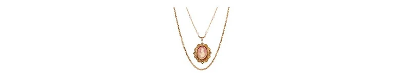 2028 Resin Cameo Double Chain Necklace