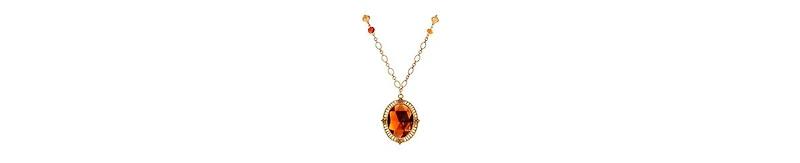 2028 Oval Acrylic Topaz Pendant Necklace