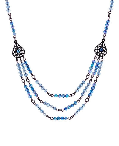 2028 Lantern Bead Triple Drop Necklace