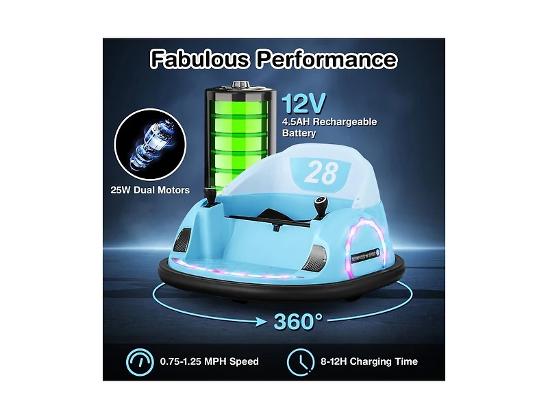 12V 360° Ride on Bumper Car for Toddlers with Remote Control