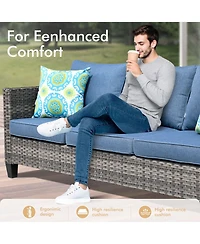 Xizzi 8 Piece Outdoor Patio Furniture Set,High Back Wicker Sofa Couch with 360° Swivel Rocking Chairs,Rattan Chairs and Ottoman Conversation Set