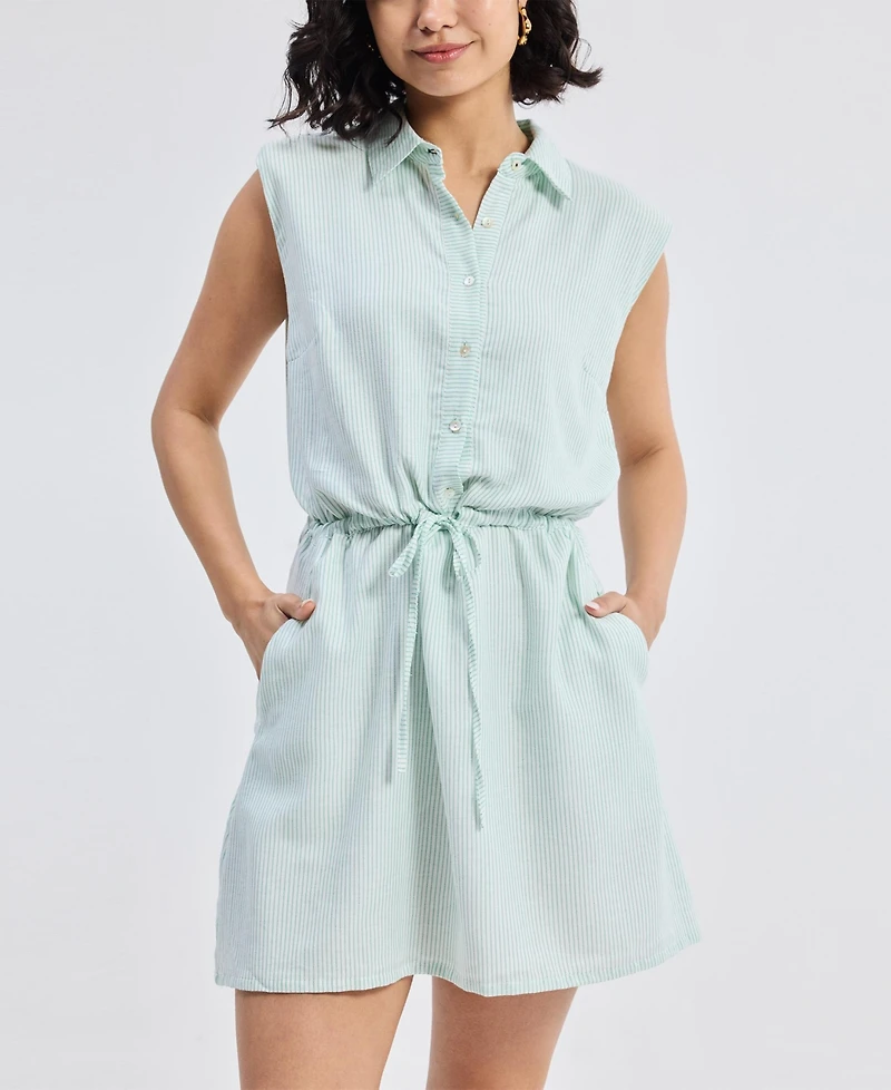 Reistor Women's Drawstring Shirt Dress Stripes
