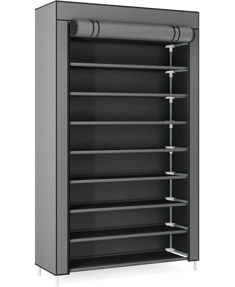 Tribesigns 10 Tier Shoes Rack with Cover,50 Pair Large Shoe Stand, Non-Woven Shoe Storage Cabinet