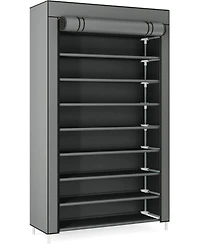 Tribesigns 10 Tier Shoes Rack with Cover,50 Pair Large Shoe Stand, Non-Woven Shoe Storage Cabinet