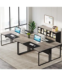 Tribesigns 2-Drawer Wood File Cabinet, Mobile Lateral Filing Cabinet for Hanging Letter Size Files, Printer Stand with Open Storage Shelves for Home O