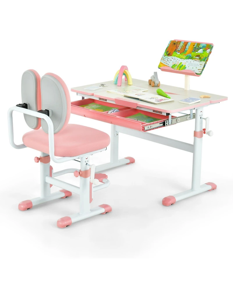 Height-Adjustable Kid's Study Desk and Chair Set