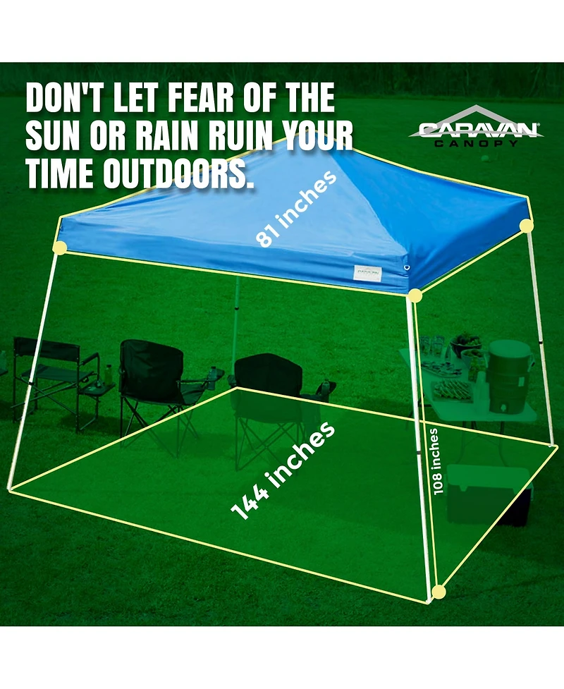 Caravan Canopy Pop-Up Tent V Series 2 12 x 12 ft Slanted Leg Instant Shade, Blue