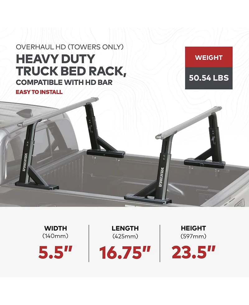 Yakima OverHaul Hd (Towers Only) Heavy Duty Truck Bed Rack, Compatible w/Hd Bar