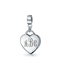 Bling Jewelry Initial Alphabet Bead Charm Heart Tag Dangle Sterling Silver for European Bracelet