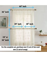 Hlc.me Jolene Floral Rod Pocket Lace Semi Sheer Voile Short Valance for Small