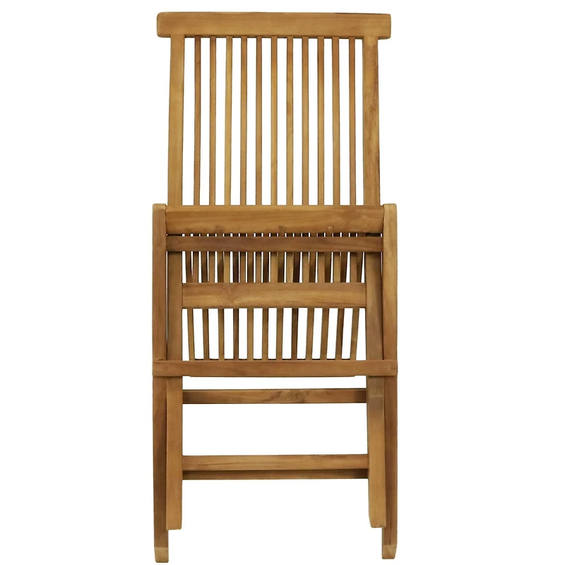 Outdoor Solid Teak Wood with Stained Finish Hyannis Folding Dining Chairs - Light Brown