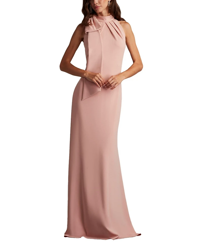 Tadashi Shoji Women's Sims Shoulder Bow Halter Gown