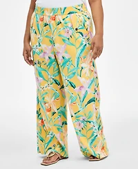 I.n.c. International Concepts Plus Printed Pull-On Wide-Leg Pants, Exclusively at Macy's